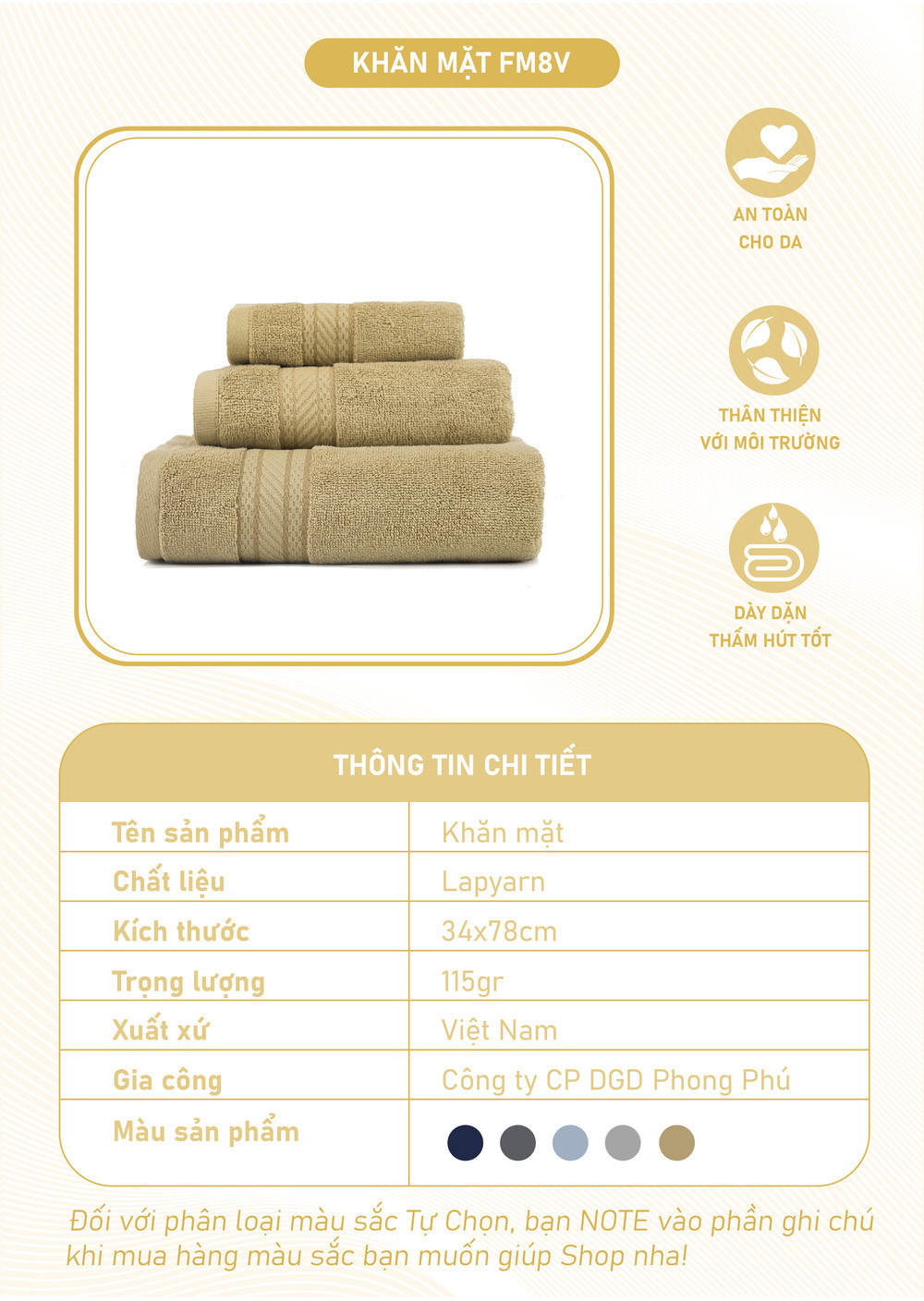 Mô tả Khăn Mặt Mollis Cotton Lapyarn 34x78cm Khăn Cao Cấp Mềm Mịn Thấm Hút Tốt Không Xù Đổ Lông Gia Đình Spa Khách Sạn FM8V - 1