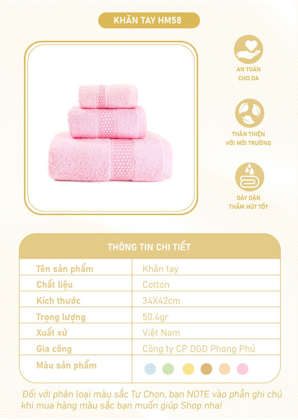 Mô tả Khăn Tay Mollis Cotton 30x42cm Khăn Cao Cấp Mềm Mịn Thấm Hút Không Ra Màu Không Xù Đồ Lông Gia Đình Spa Khách Sạn HM58 - 1