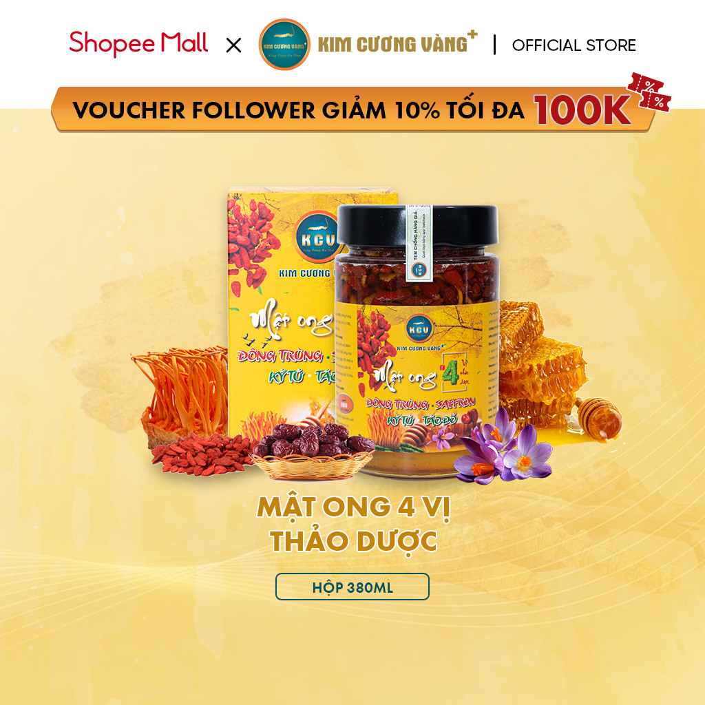Mô tả Mật Ong Đông Trùng Hạ Thảo Táo Đỏ Kỷ Tử Saffron Kim Cương Vàng - Dưỡng Da, An Thần, Tăng Cường Sức Khỏe (380ml/Hộp) - 1