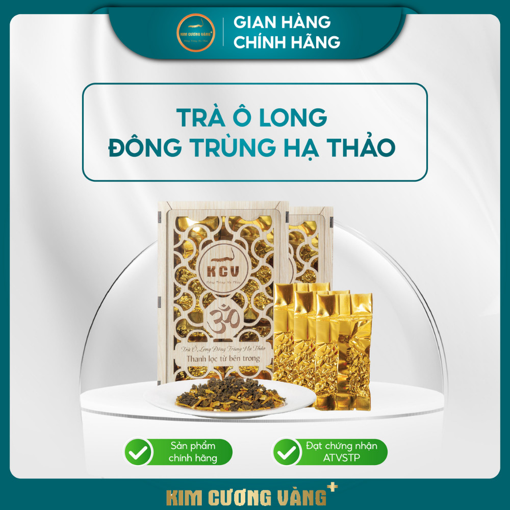 Mô tả Trà Ô Long Đông Trùng Hạ Thảo Kim Cương Vàng - Hỗ Trợ Giải Độc Gan, Giảm Căng Thẳng (110Gr/Hộp Gỗ) - 1