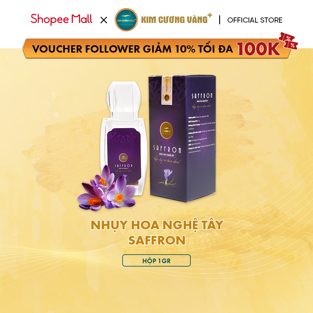 Mô tả Nhụy Hoa Nghệ Tây Saffron Kim Cương Vàng - Dưỡng Da,Cải Thiện Tâm Trạng, Giảm Mệt Mỏi (1Gr/Hộp) - 1