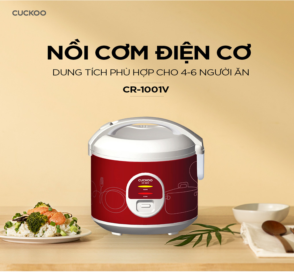 Mô tả Nồi Cơm Điện Cuckoo 1.8 lít CR-1001V - Lòng nồi chóng dính - Hàng Chính hãng- Bảo hành 2 năm - 1