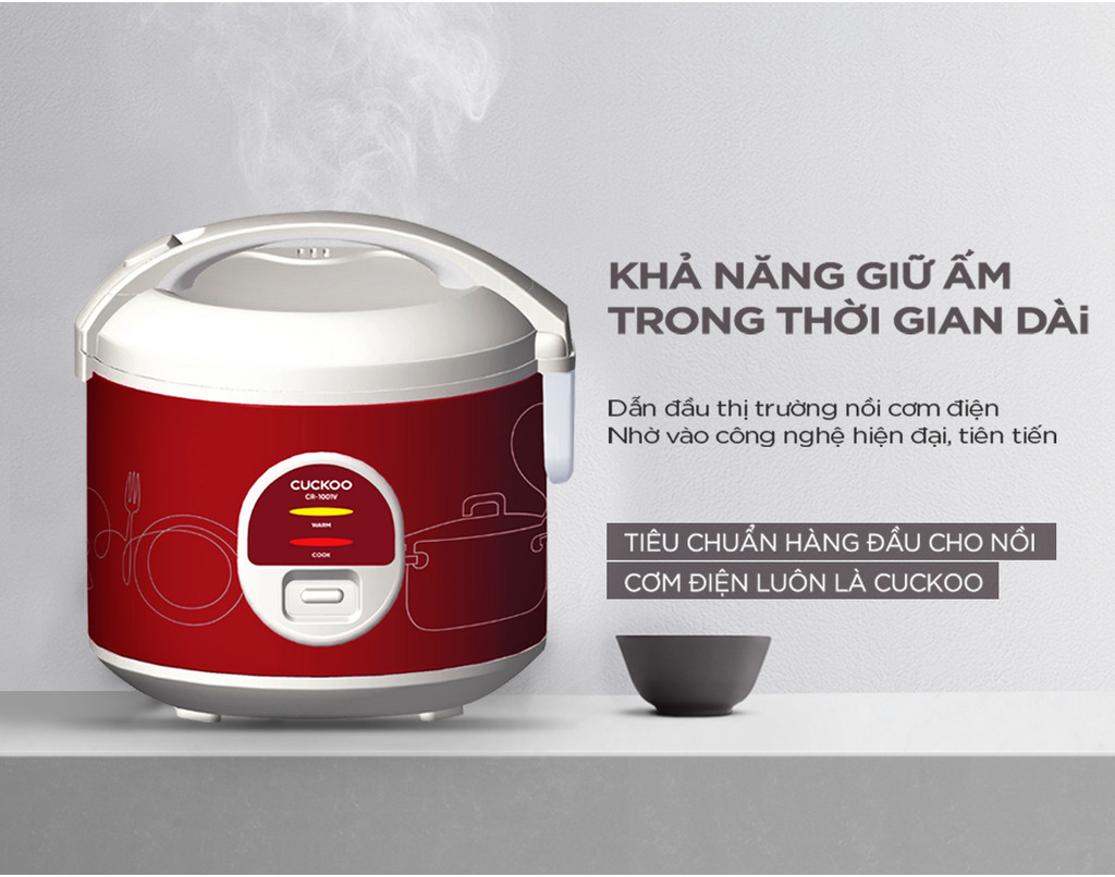 Mô tả Nồi Cơm Điện Cuckoo 1.8 lít CR-1001V - Lòng nồi chóng dính - Hàng Chính hãng- Bảo hành 2 năm - 2