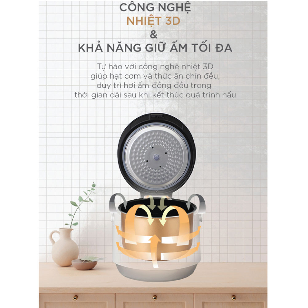 Mô tả Nồi cơm điện Cuckoo 1.8L CR-1095 màu trắng- Công nghệ nhiệt 3D - bản quốc tế tiếng Anh - Hàng chính hãng Cuckoo Việt Nam - 2