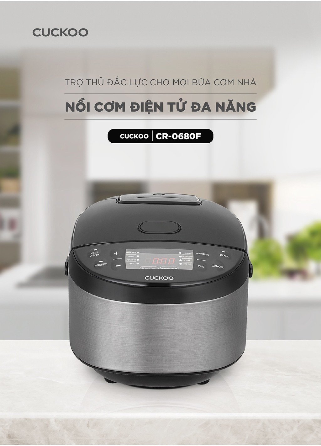 Mô tả Nồi cơm điện tử Cuckoo 1.08L CR-0680F đa chức năng, thiết kế hiện đại - Bảo hành 2 năm - Hàng chính hãng Cuckoo - 1