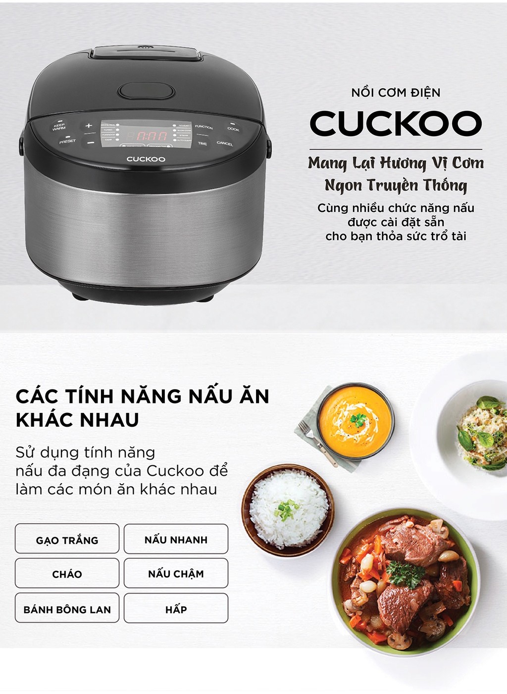 Mô tả Nồi cơm điện tử Cuckoo 1.08L CR-0680F đa chức năng, thiết kế hiện đại - Bảo hành 2 năm - Hàng chính hãng Cuckoo - 2