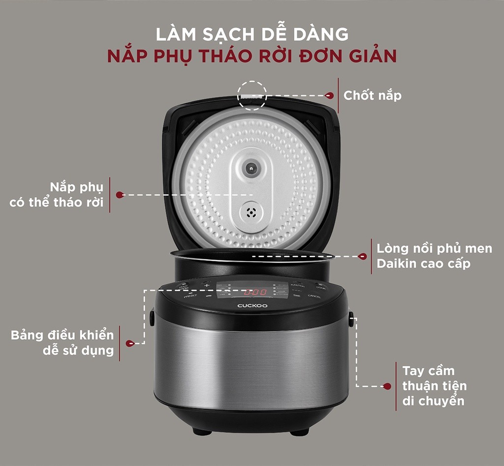 Mô tả Nồi cơm điện tử Cuckoo 1.08L CR-0680F đa chức năng, thiết kế hiện đại - Bảo hành 2 năm - Hàng chính hãng Cuckoo - 4