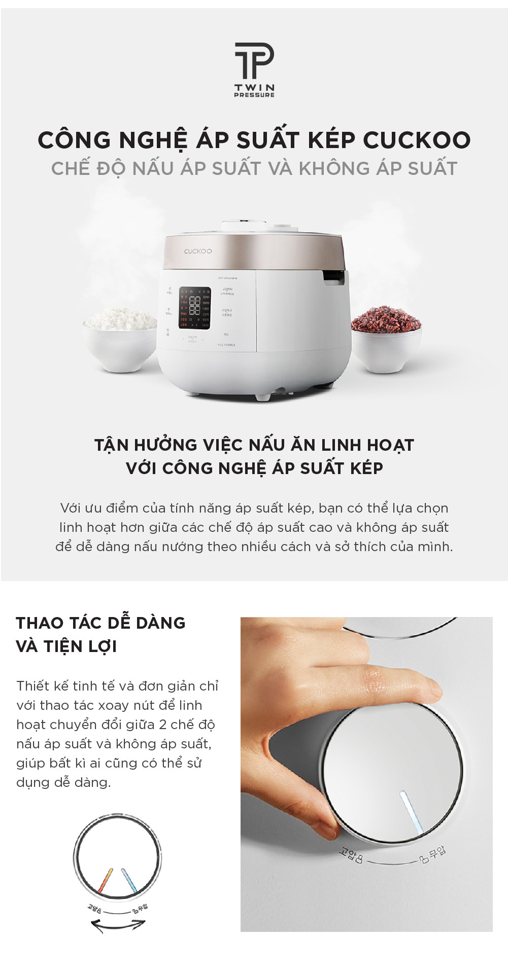 Mô tả Nồi cơm điện tử áp suất kép Cuckoo 1.8L CRP-ST1010FW - Lòng nồi phủ men Xwall độc quyền - 4