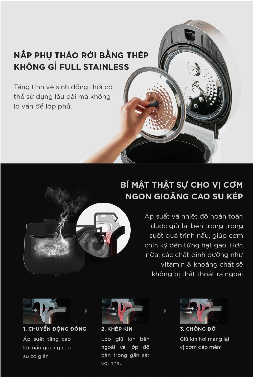 Mô tả Nồi cơm điện tử áp suất kép Cuckoo 1.8L CRP-ST1010FW - Lòng nồi phủ men Xwall độc quyền - 7