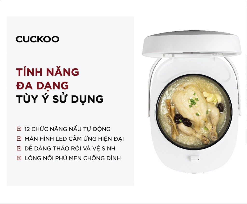 Mô tả Nồi cơm điện tử Cuckoo 1.08L CR-0690F nhiều chế độ nấu,- Bảo hành 2 năm - 3