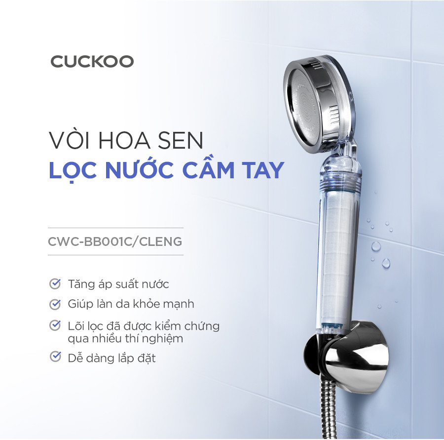 Mô tả Bộ lọc nước vòi sen CUCKOO CWC-BB001C - Hàng chính hãng - Không gắn được phụ kiện lõi lọc Clo và Vitamin C - 1