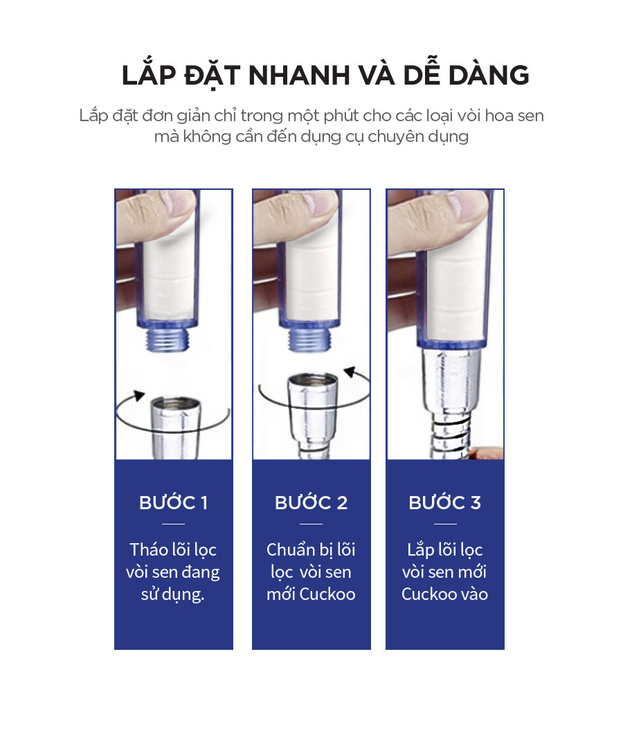 Mô tả Bộ lọc nước vòi sen CUCKOO CWC-BB001C - Hàng chính hãng - Không gắn được phụ kiện lõi lọc Clo và Vitamin C - 6