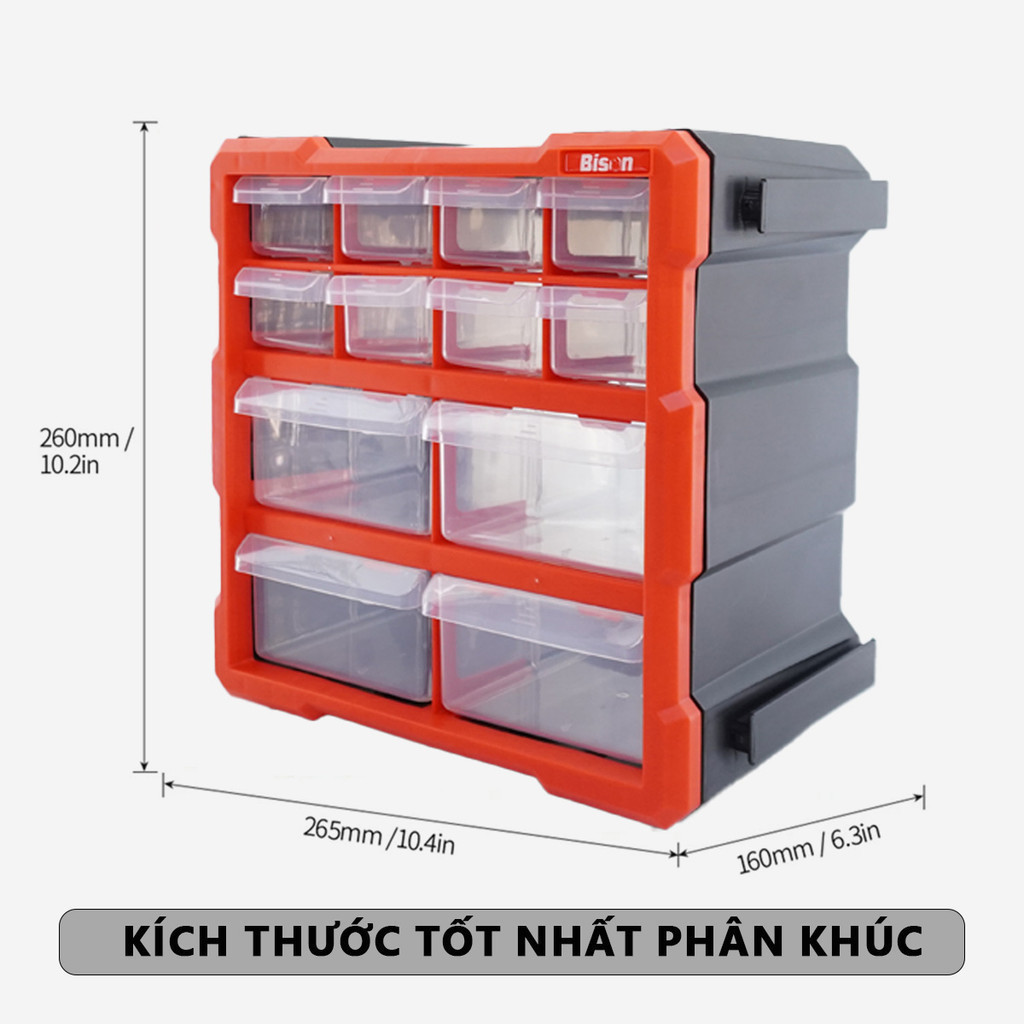 Tủ nhựa đựng linh kiện nhiều ngăn có thể ghép nối và treo tường Bison ...