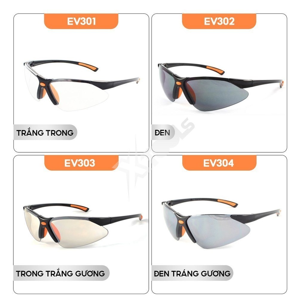 Kính bảo hộ Everest EV303 Kính chống bụi, tia UV, chống trầy xước ...