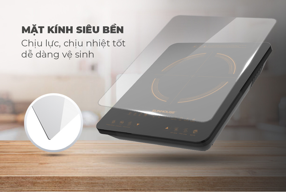 Mô tả Bếp từ đơn Sunhouse SHD6803 - Công suất 2000W - Bảo hành 12 tháng - 8 chế độ nấu - Nút bấm điện tử - 2