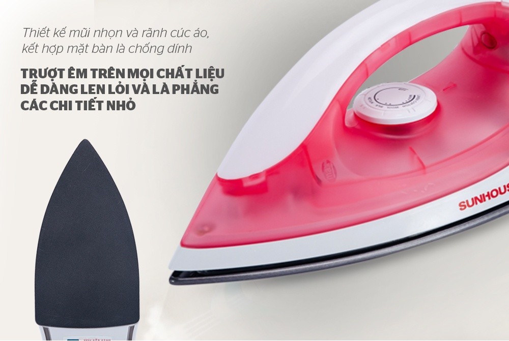 Mô tả Bàn ủi, bàn là khô SUNHOUSE SHD1072 - Thân nhựa chịu nhiệt - Đèn báo hoạt động - Bề mặt chống dính - Bảo hành 12 tháng - 3