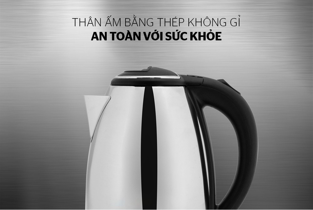 Mô tả Ấm siêu tốc Inox 1.8L SUNHOUSE Happy Time HTD1088 - 1
