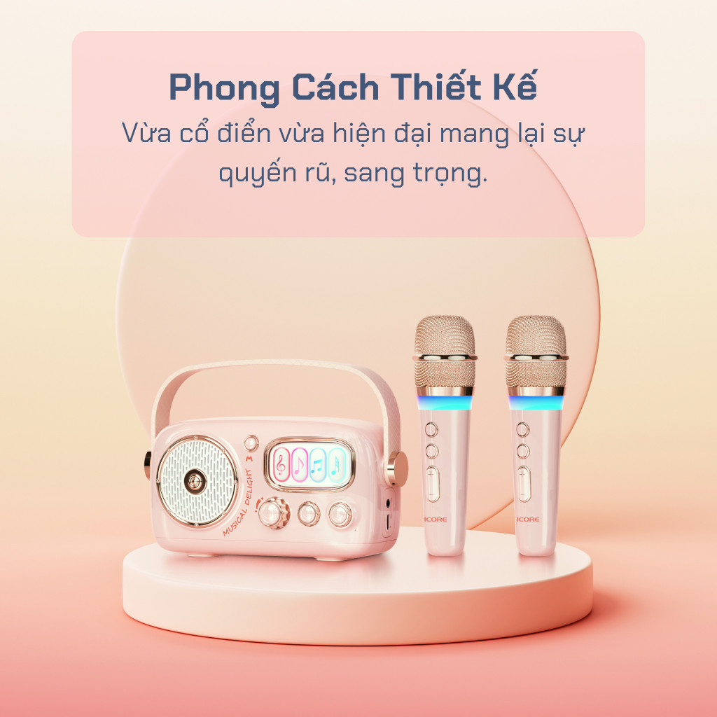 Mô tả Bộ Loa Karaoke Mini Cổ Điển Bluetooth iCore VSM99 kèm 02 Micro - CHÍNH HÃNG STORE - 1
