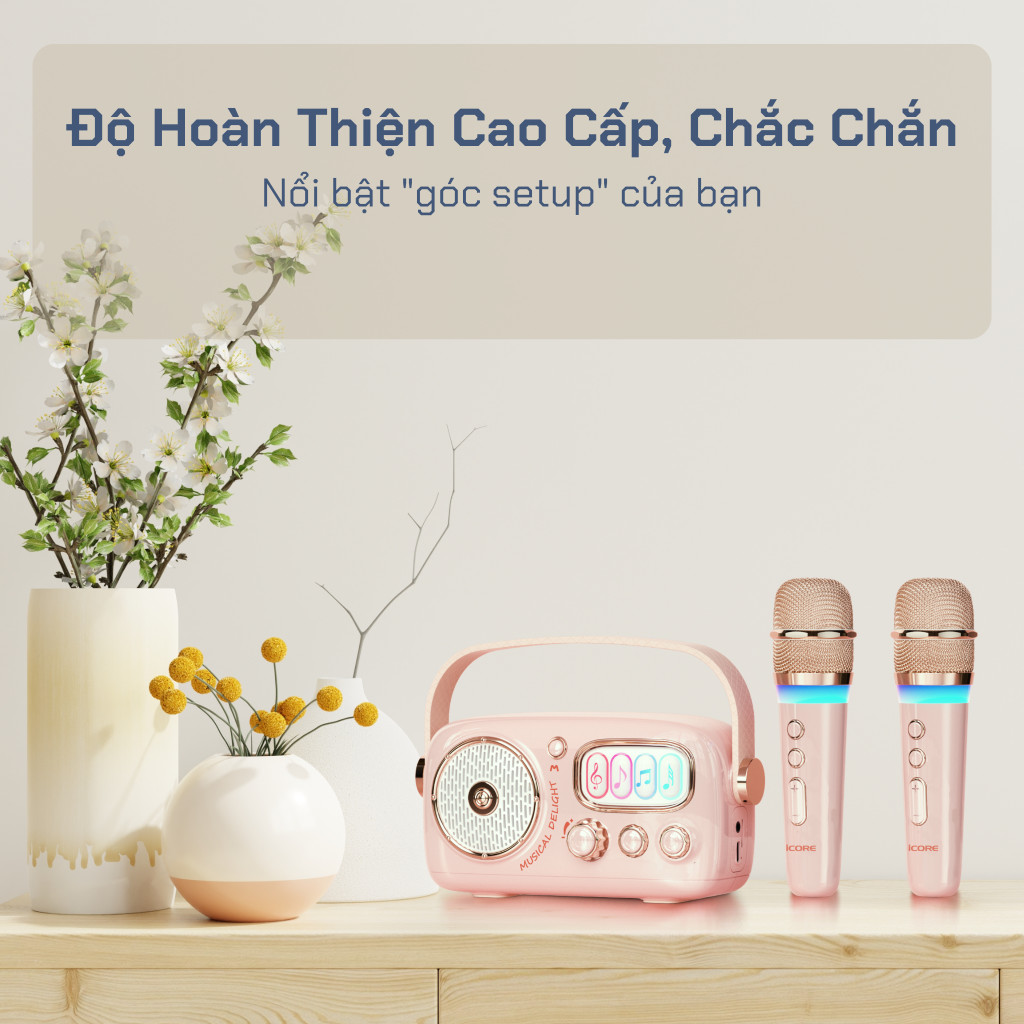 Mô tả Bộ Loa Karaoke Mini Cổ Điển Bluetooth iCore VSM99 kèm 02 Micro - CHÍNH HÃNG STORE - 2