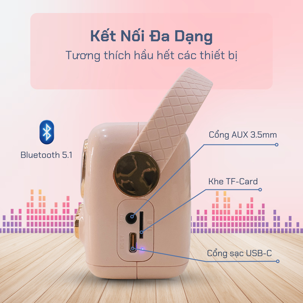 Mô tả Bộ Loa Karaoke Mini Cổ Điển Bluetooth iCore VSM99 kèm 02 Micro - CHÍNH HÃNG STORE - 6