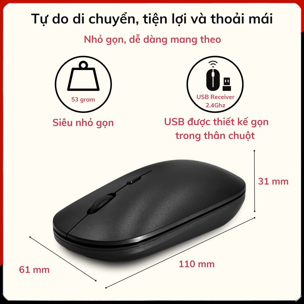 Mô tả Chuột Không Dây iCore IM02, Kết Nối USB Phạm Vi 10m, Độ Phân Giải Cao 1600DPI - CHÍNH HÃNG STORE - 1