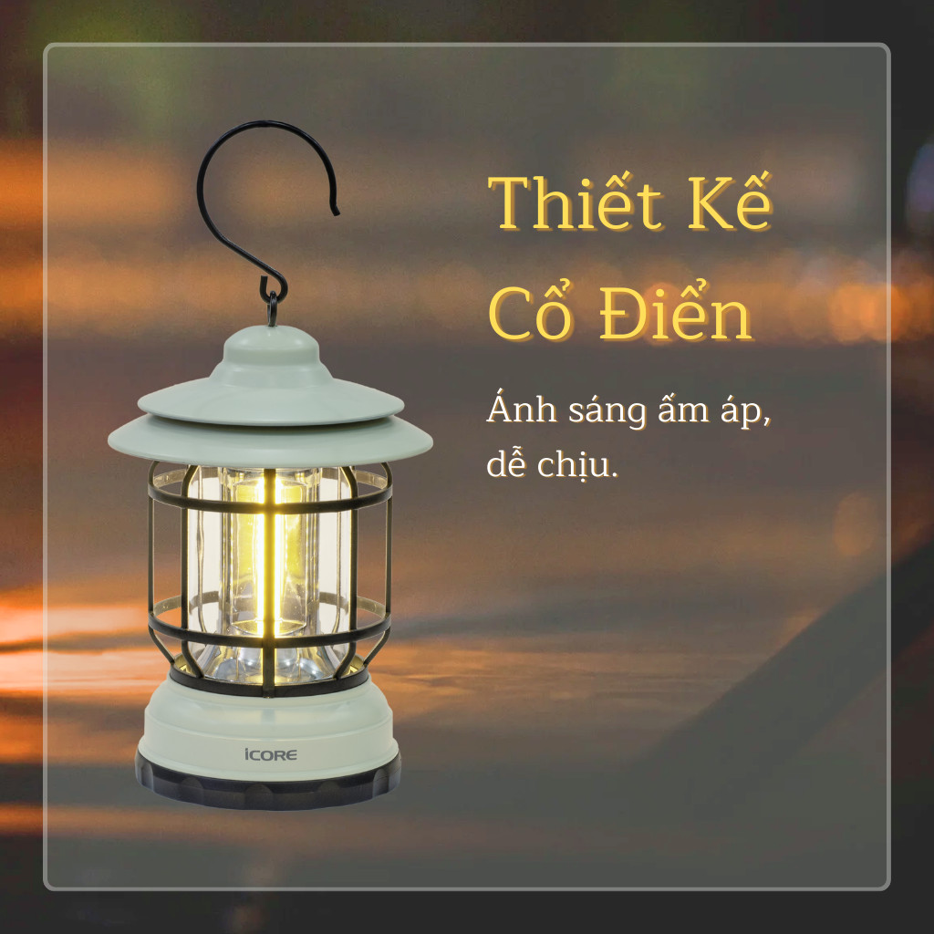 Mô tả Đèn Đa Năng cắm trại iCore MPL69 Camping Kiểu Cổ Điển dã ngoại chống nước pin AA - Hàng chính hãng - 2