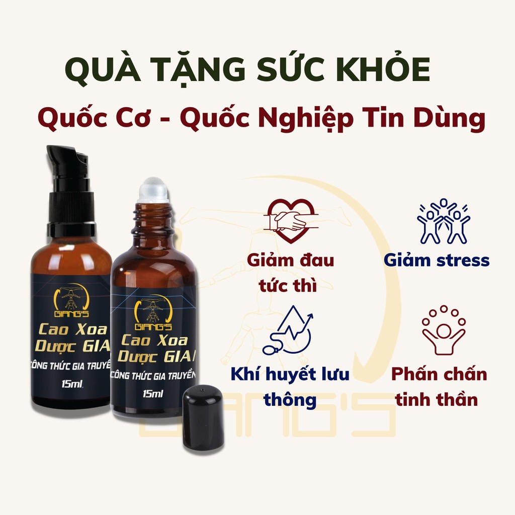 Mô tả Cao Xoa Bóp GIANG'S - Set quà gồm 5 chai 15ml - Quà tặng sức khỏe massage toàn thân - 1