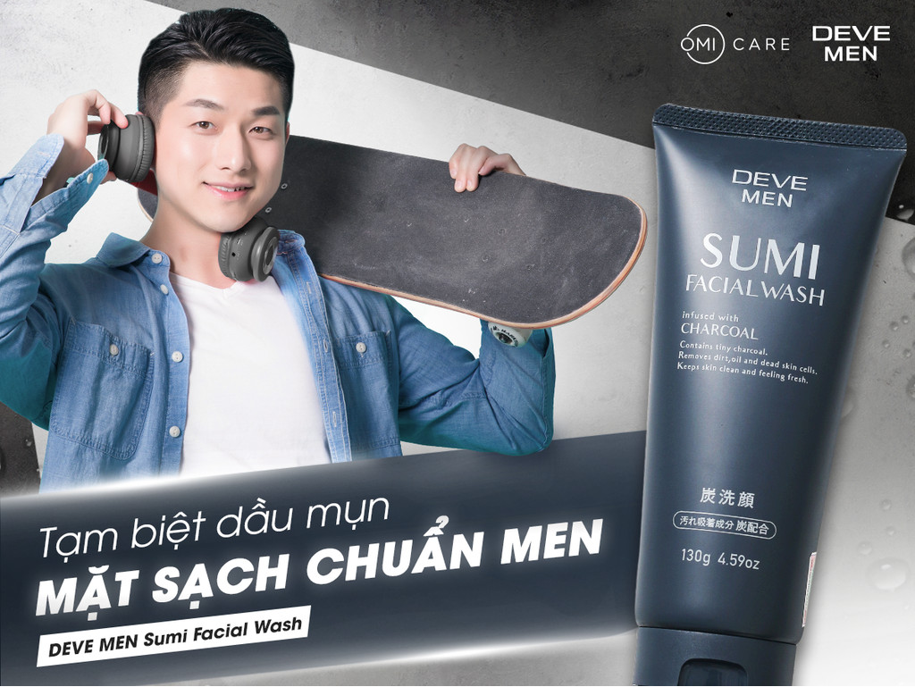 Mô tả Sữa Rửa Mặt Deve Men Sumi Facial Wash Than Hoạt Tính Dành Cho Nam Nhật Bản (Tuýp 130g) - 3
