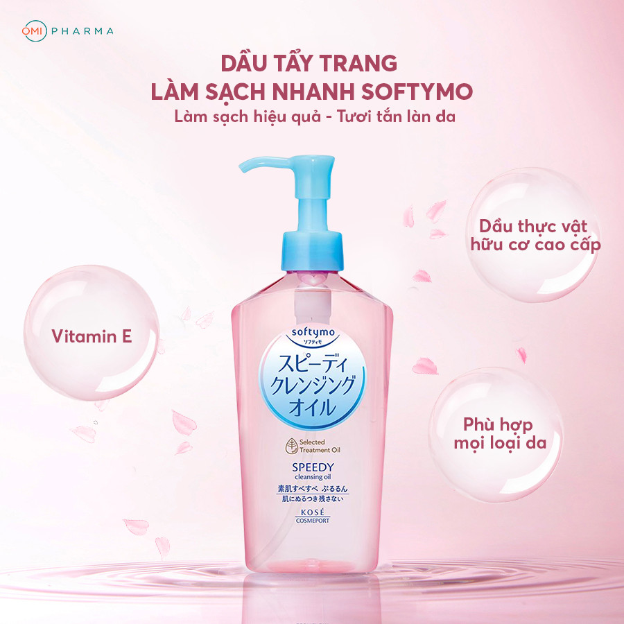 Dầu Tẩy Trang Làm Sạch Nhanh Kose Softymo Speedy Cleansing Oil Nd Nhật Bản Dành Cho Da Dầu, Da Khô (230ml)