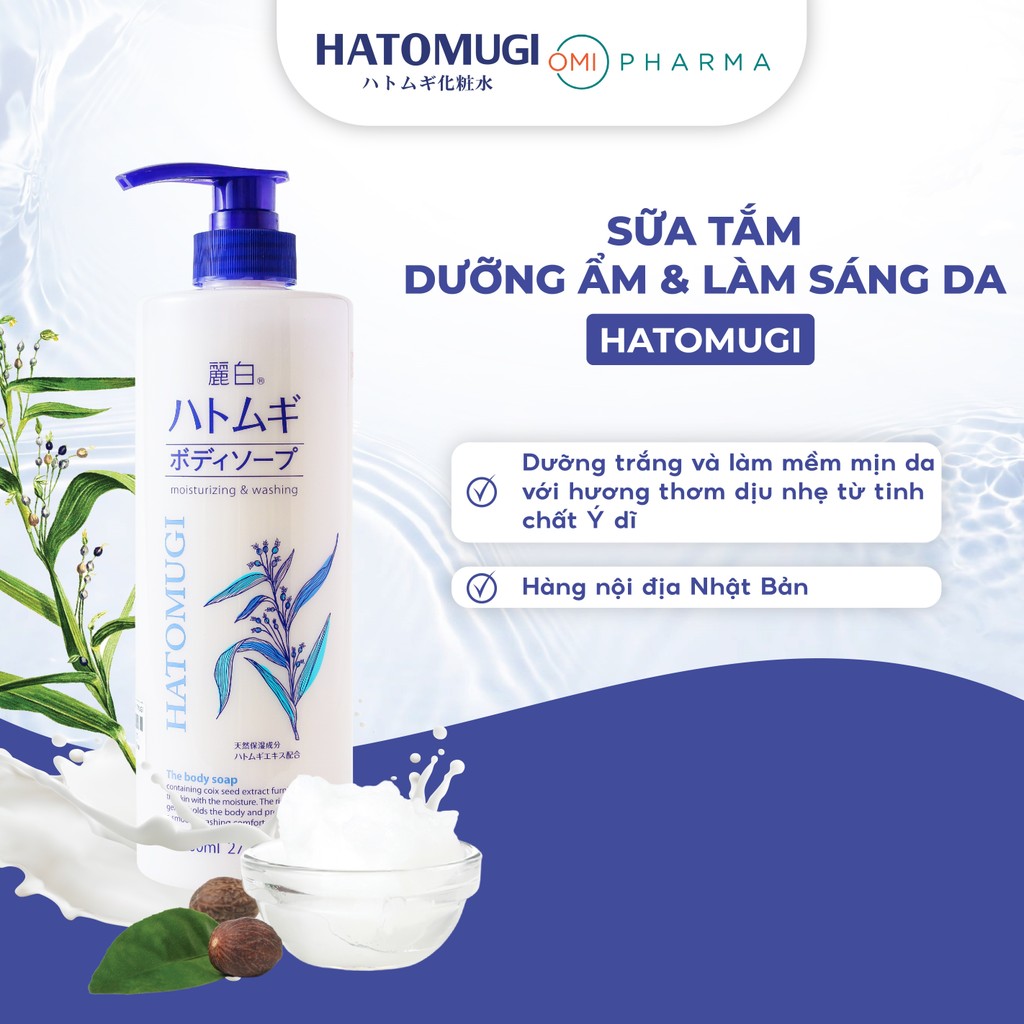 Mô tả Combo Sữa Tắm Ý Dĩ 800ml Và Sữa Dưỡng Thể Trắng Da 250g Hatomugi Nhật Bản - 1