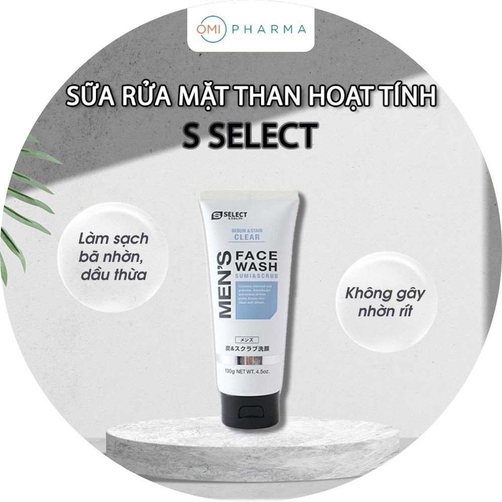 Mô tả Sữa Rửa Mặt Hạt Chứa Than Hoạt Tính Dành Cho Nam S Select Nhật Bản (tuýp 130g) - 1