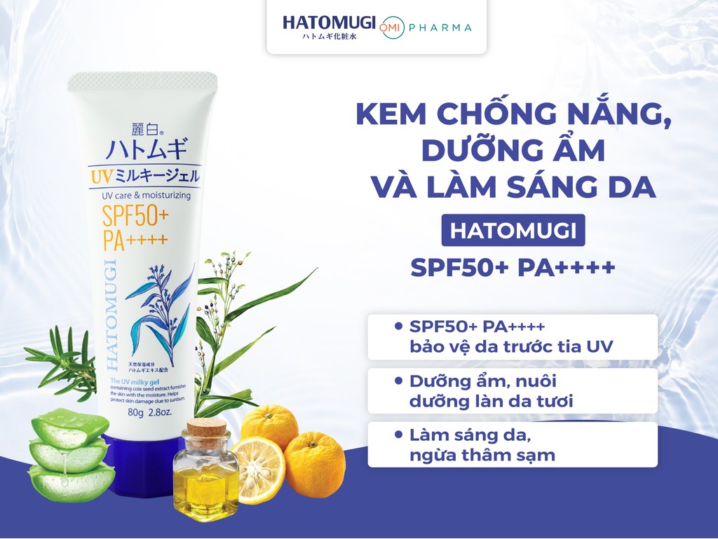 Mô tả Kem Chống Nắng Dưỡng Ẩm Và Làm Sáng Da Hatomugi SPF50+ PA++++ 80g - 1