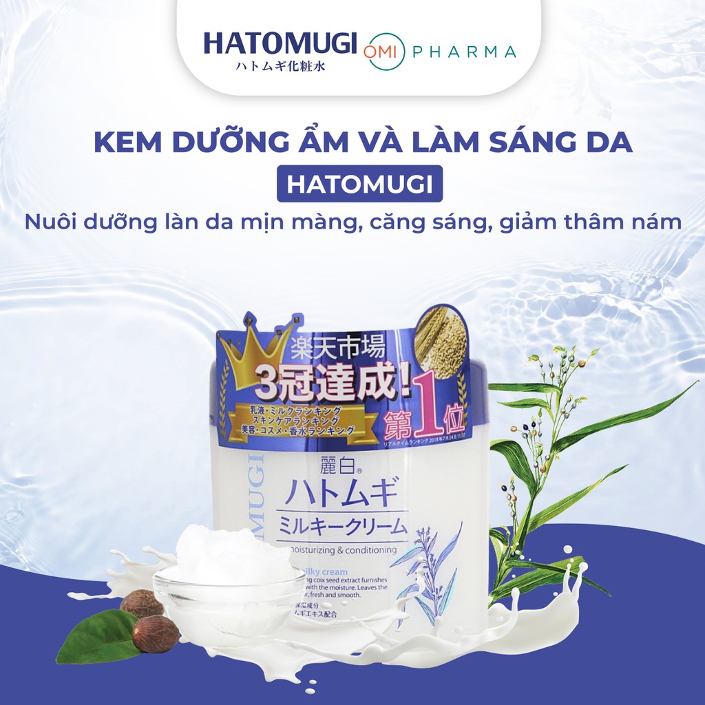 Mô tả Kem Dưỡng Ẩm Hatomugi Naturie Chiết xuất Ý Dĩ Dưỡng Ẩm Và Làm Sáng Da Reihaku Hatomugi Dùng Cho Mọi Loại Da (180g, 300g) - 1