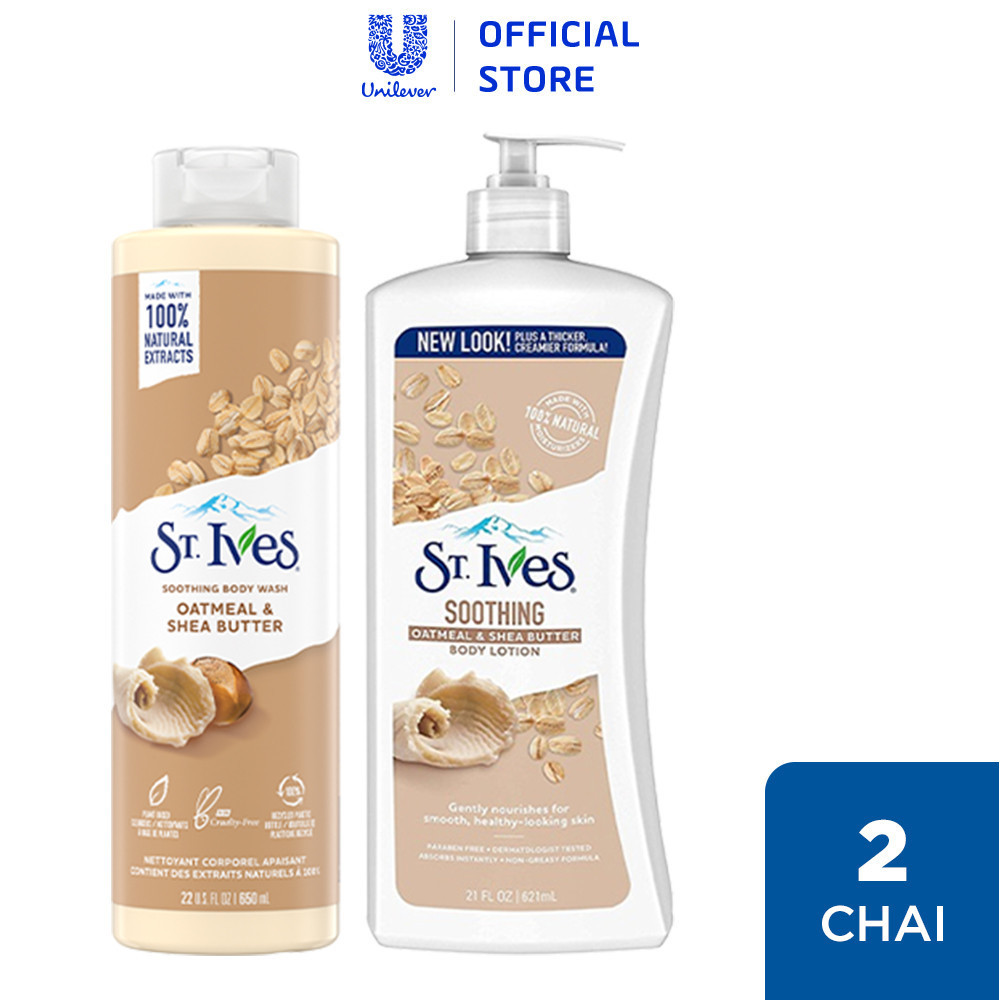 Mô tả Combo Sữa tắm St.ives Yến mạch và bơ 650ml và Sữa dưỡng thể St.Ives Yến mạch và bơ 621ml - 1