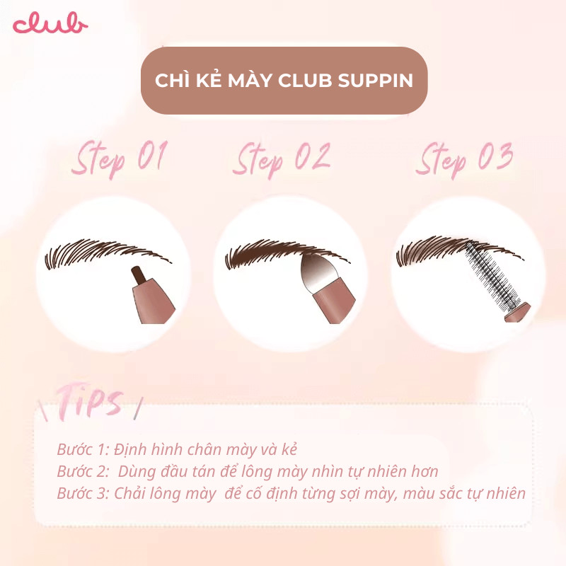 Mô tả Chì Kẻ Mày Màu Nâu Khói 3 In 1 Club Suppin Nhật Bản - 5