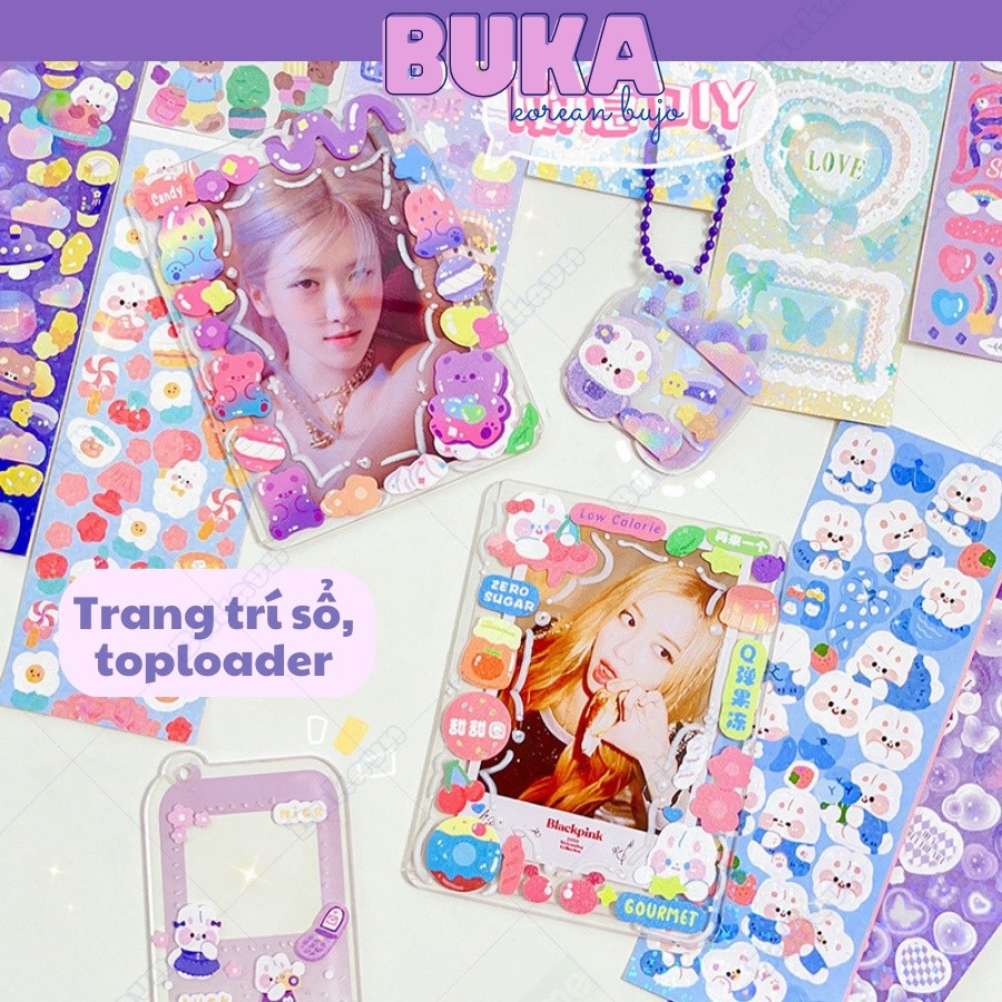 100 Tấm Sticker trang trí toploader Buka sticker lấp lánh sticker deco ...