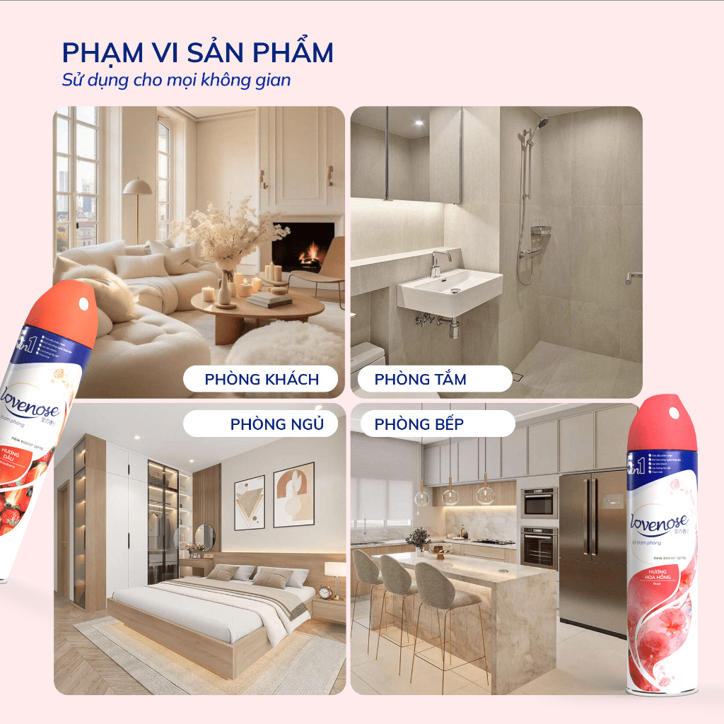 Mô tả Xịt thơm phòng Lovenose, nước hoa xịt phòng hương thơm tự nhiên dễ chịu lưu hương lâu dài 320ml - 1