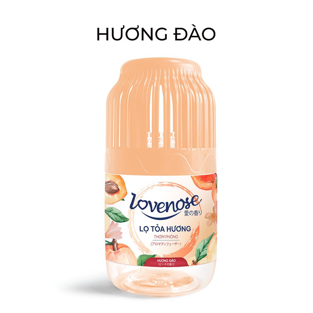 Mô tả Combo 5 Lọ tỏa hương Lovenose hương Đào thơm tự nhiên dễ chịu khử mùi sáp thơm phòng thế hệ mới 45 ngày- Dung tích 180ml - 1