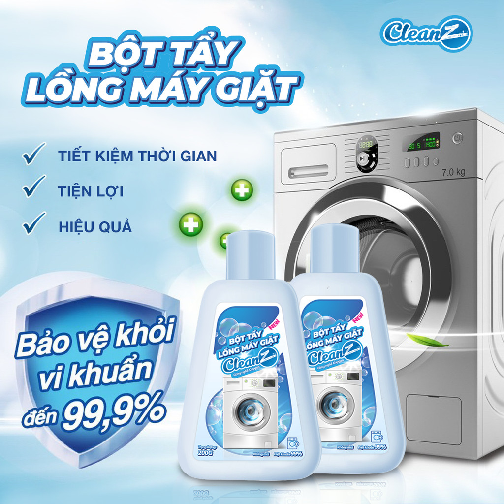 Mô tả Bột Tẩy Lồng Máy Giặt Cao Cấp CleanZ Giúp Làm Sạch Và Loại Bỏ Cặn Bẩn Hiệu Quả - Hộp 200g - 1