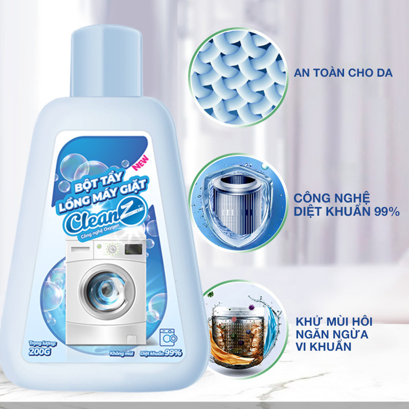 Mô tả Bột Tẩy Lồng Máy Giặt Cao Cấp CleanZ Giúp Làm Sạch Và Loại Bỏ Cặn Bẩn Hiệu Quả - Hộp 200g - 4