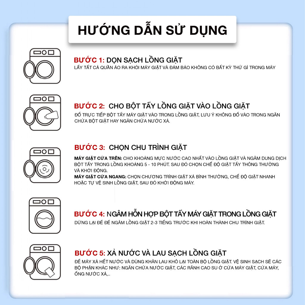 Mô tả Bột Tẩy Lồng Máy Giặt Cao Cấp CleanZ Giúp Làm Sạch Và Loại Bỏ Cặn Bẩn Hiệu Quả - Hộp 200g - 7