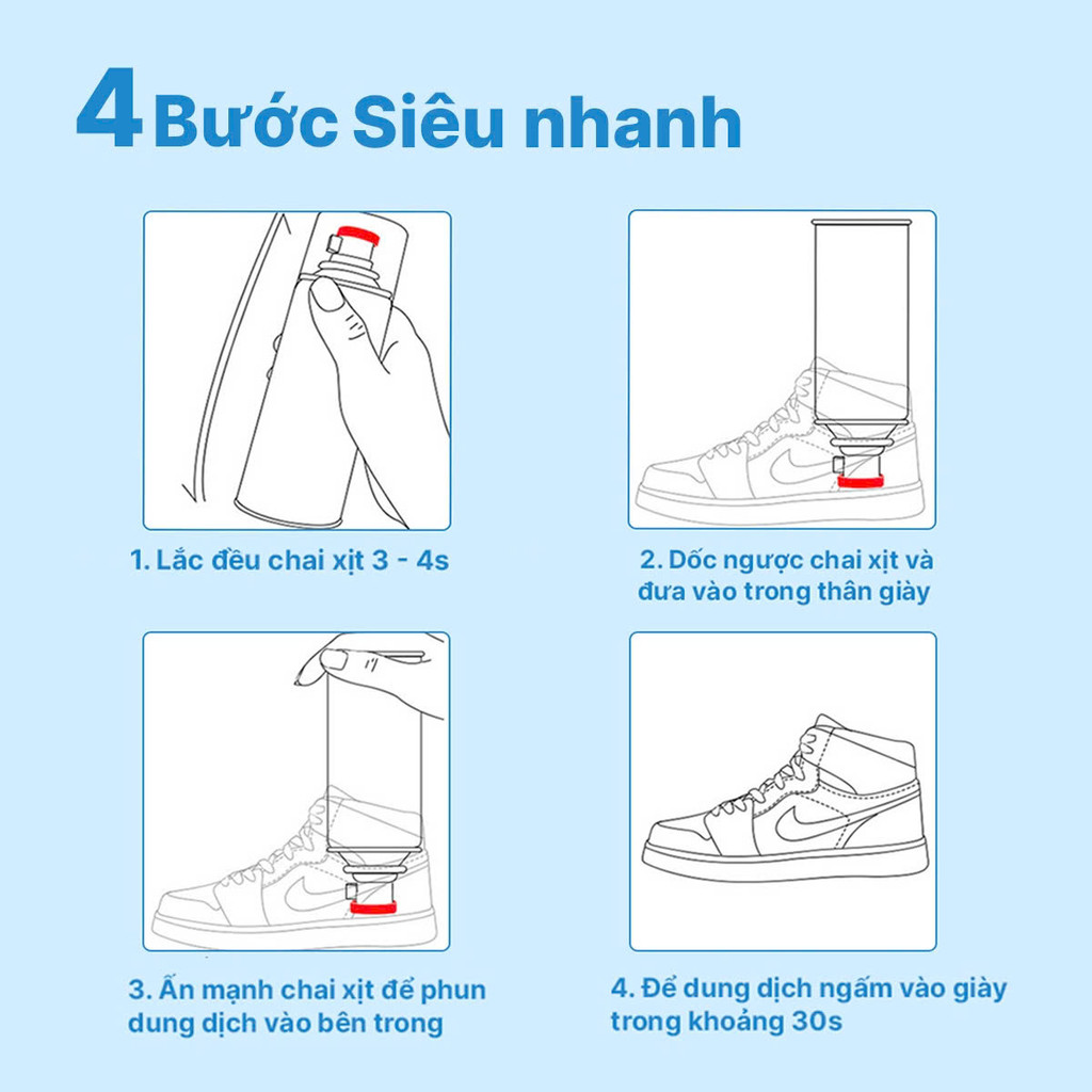 Mô tả Chai xịt khử mùi giày dép, chống hôi chân nano bạc KUNO dung tích 260ml - 3