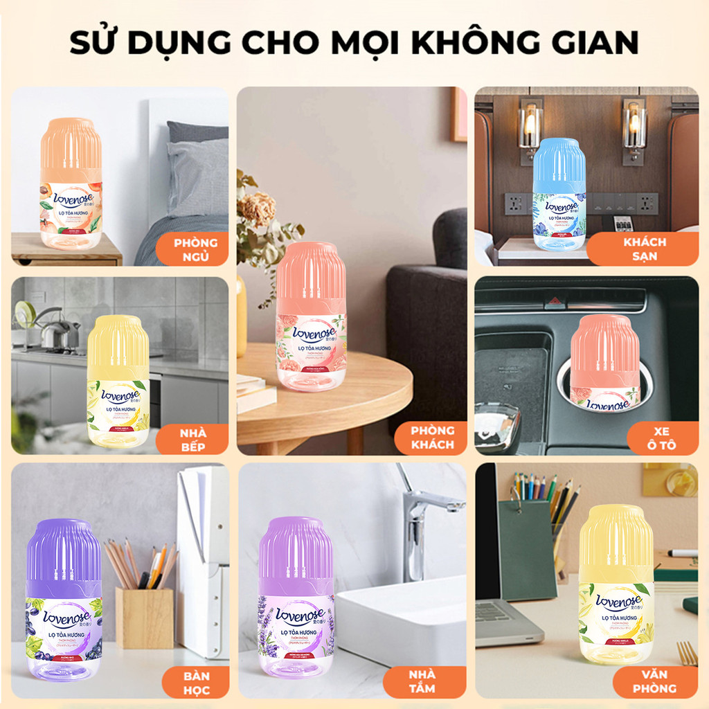 Mô tả Lọ tỏa hương Lovenose hương thơm tự nhiên dễ chịu khử mùi sáp thơm phòng thế hệ mới 45 ngày - Dung tích 180ml - 5