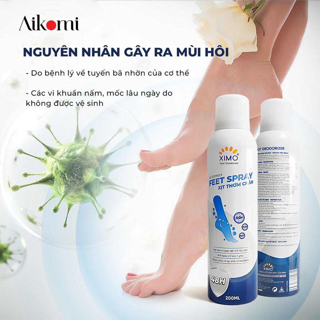 Mô tả Bình xịt ngăn mùi hôi chân XIMO Feet Spray Xịt khử mùi thơm chân hạn chế vi khuẩn và lưu giữ mùi hương cho lòng bàn chân - 2