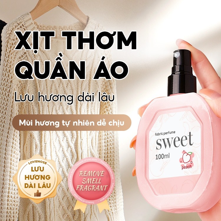 Mô tả Xịt thơm quần áo Lovenose 100ml chiết xuất tinh dầu thiên nhiên thơm mát khử mùi hôi, chai xịt thơm tủ quần áo - 1