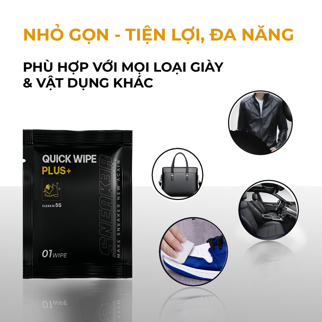 Mô tả Khăn lau vệ sinh giày siêu sạch Quick Wipe Plus Sneak3r bản cao cấp siêu sạch, an toàn - 2