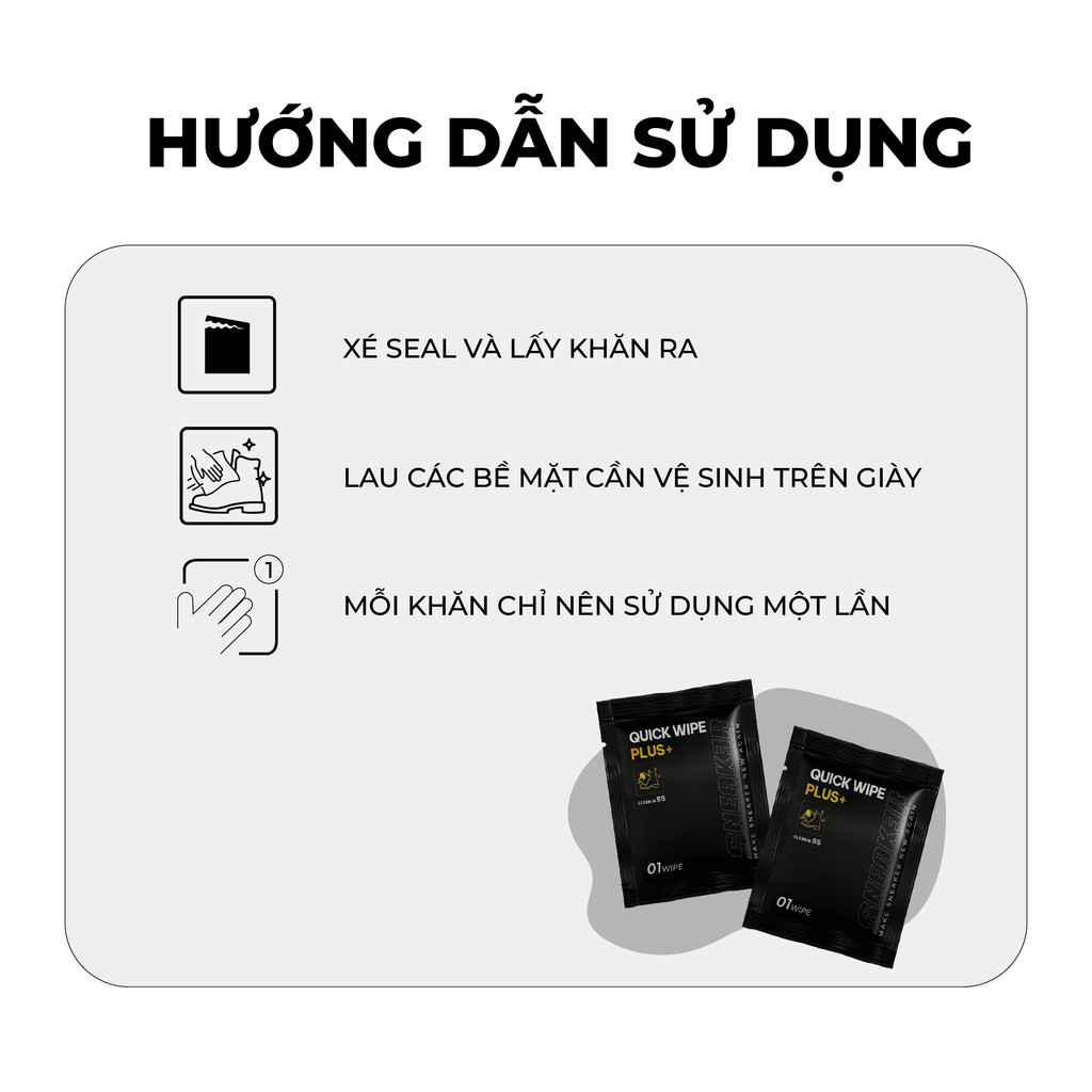 Mô tả Khăn lau vệ sinh giày siêu sạch Quick Wipe Plus Sneak3r bản cao cấp siêu sạch, an toàn - 3