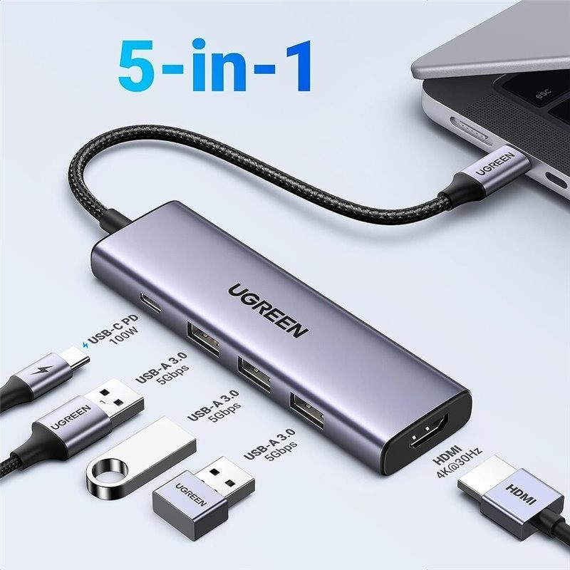 Mô tả Hub chuyển đổi Type C Ugreen 5 in 1 | Vỏ nhôm cao cấp | Truyền tải nhanh chóng | BH 18 tháng 1 đổi 1 | 15596 15597 15495 - 4