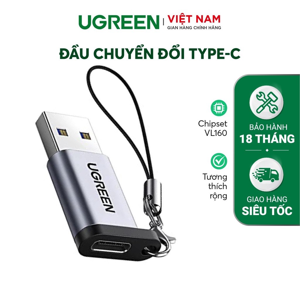 Đầu chuyển đổi USB-C sang USB 3.0 UGREEN US276 | Hỗ trợ 200MB/s | Kích ...