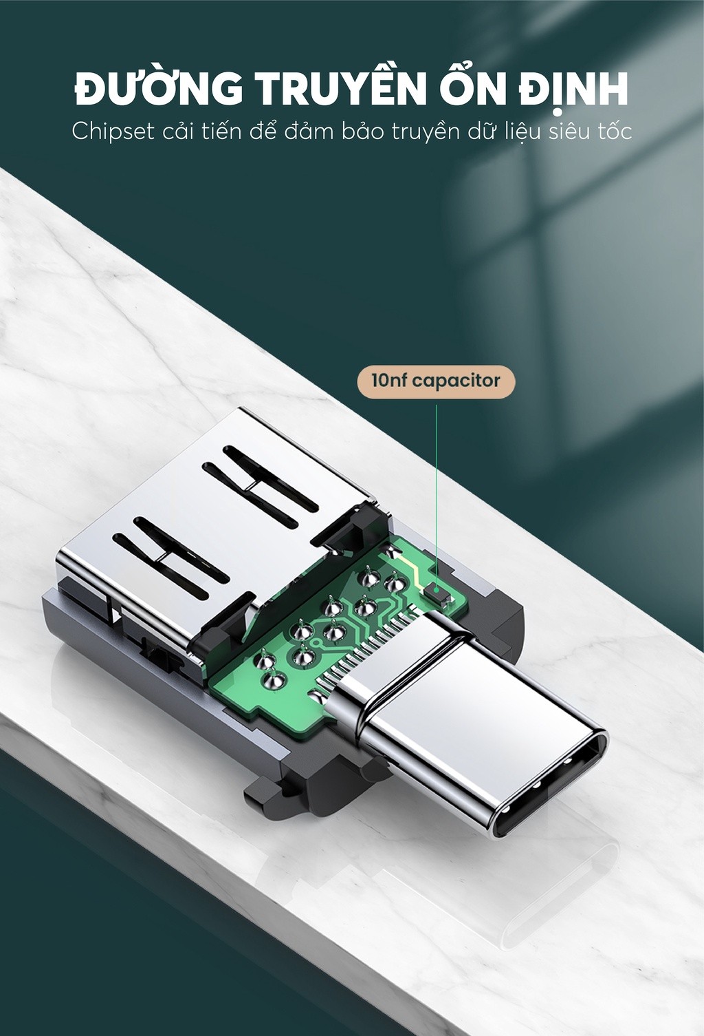 Mô tả Đầu chuyển đổi cổng USB 3.0 sang Type C đực UGREEN US270 | Hỗ trợ OTG | Có dây gắn móc treo chìa khóa| Bảo Hành 18 Tháng - 3